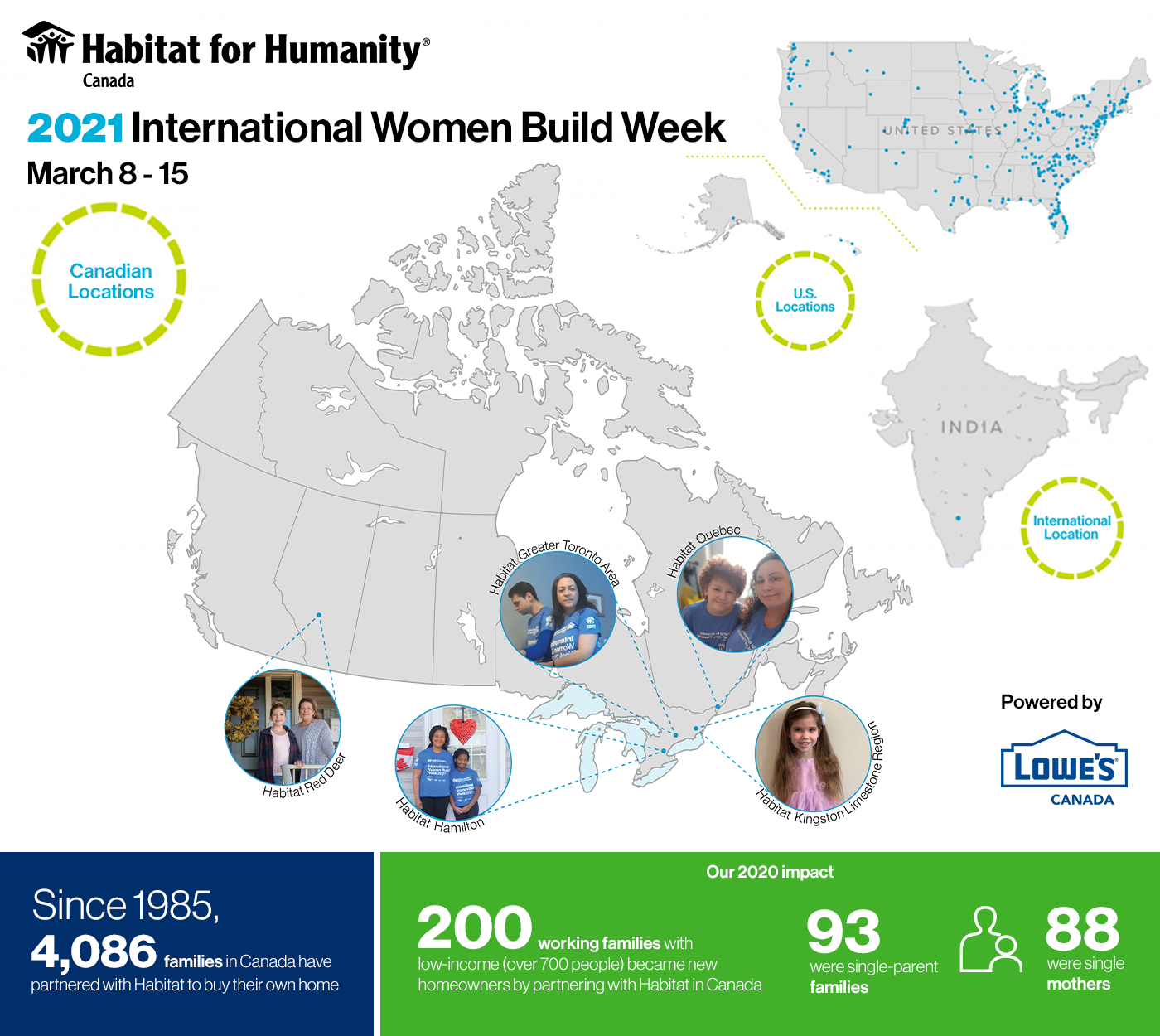 International Women Build Week locations - Habitat for Humanity Canada and Lowe's Canada