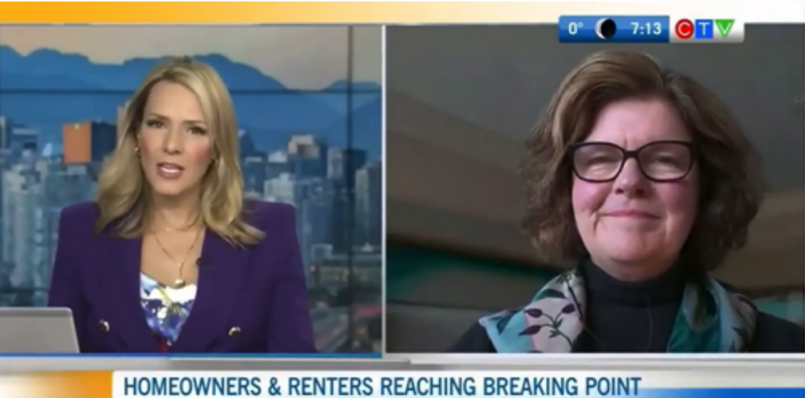 Habitat Canada President and CEO Julia Deans speaking to a CTV Vancouver news anchor