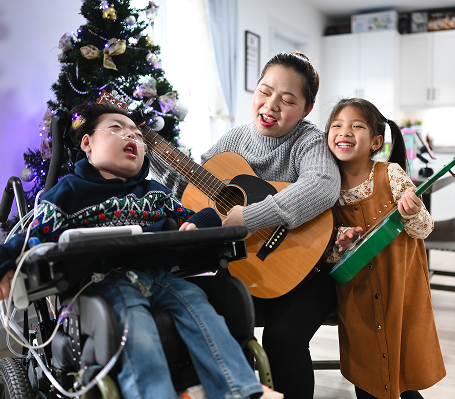 Family playing music together