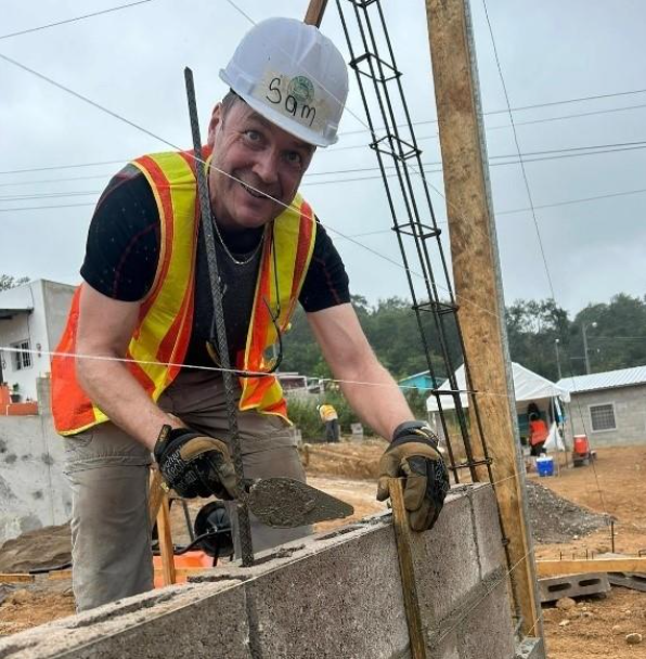 Habitat volunteer Sam Lanctin on build site