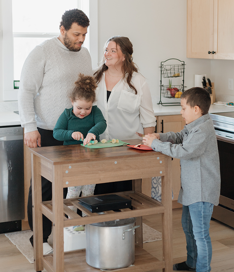 Family in kitchen
