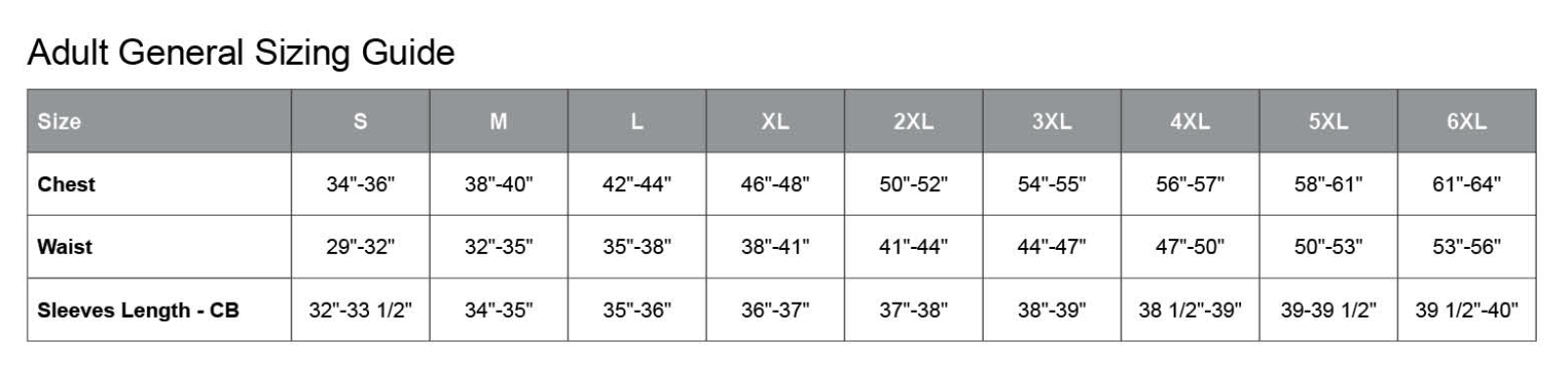 sizing guide