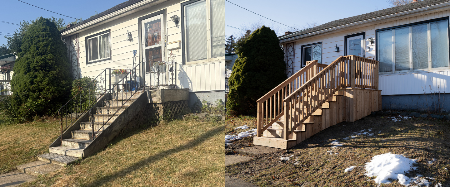 Joann's front steps, before and after